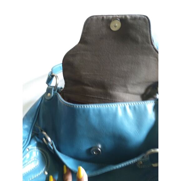 Emille M Simulated Leather Turquoise Purse Handbag - Picture 10 of 10